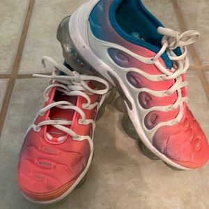 Nike Vapormax Coral, White, and Blue